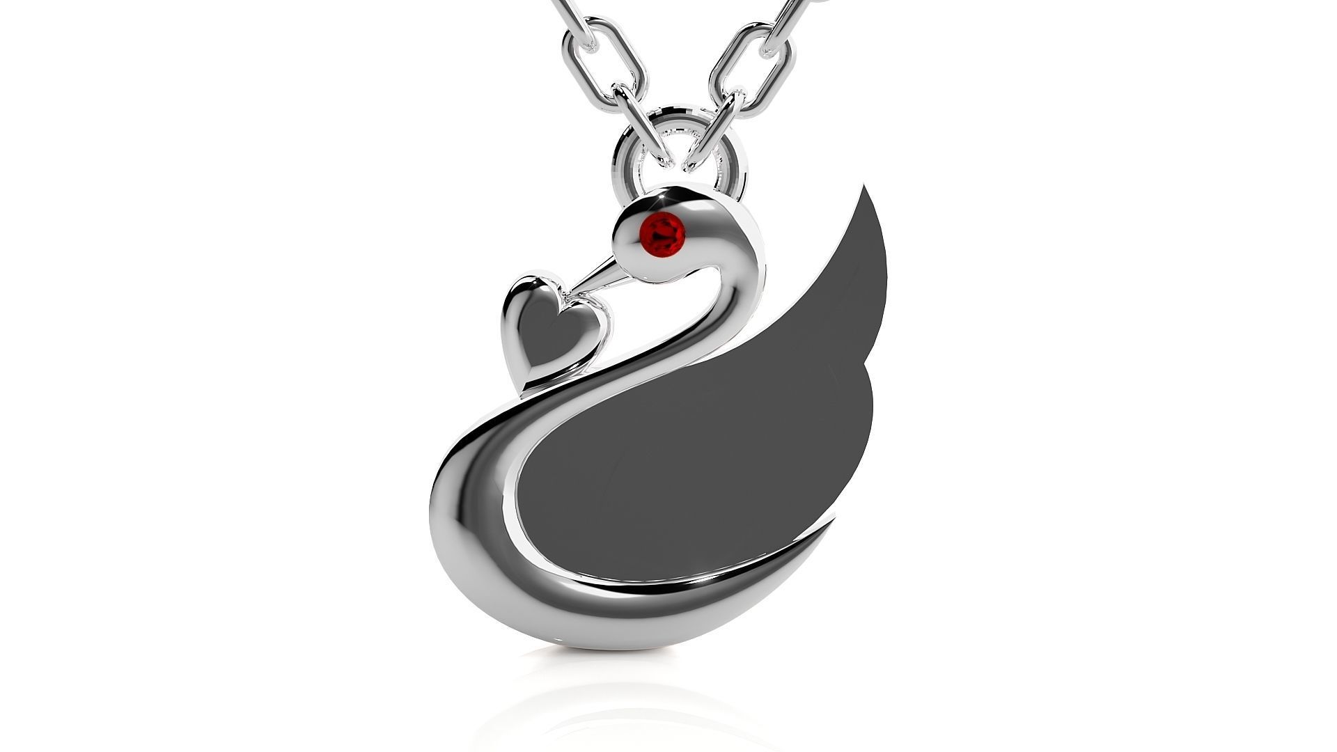 Swan with heart pendant 3dm stl render details  3D print model_7