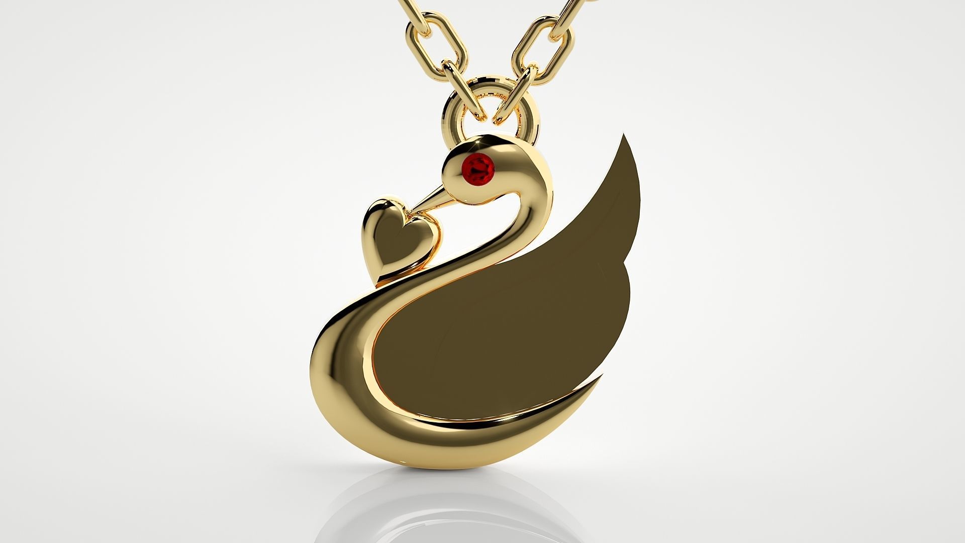 Swan with heart pendant 3dm stl render details  3D print model_14