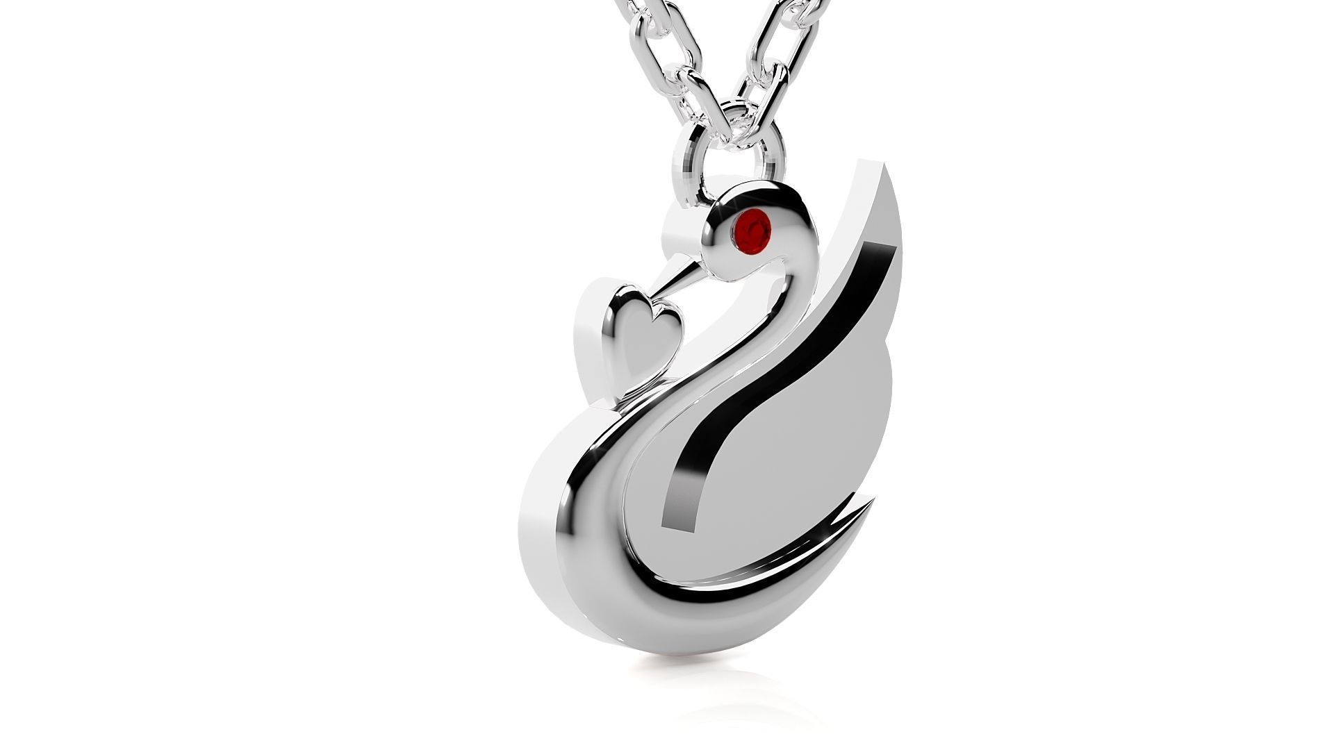 Swan with heart pendant 3dm stl render details  3D print model_9