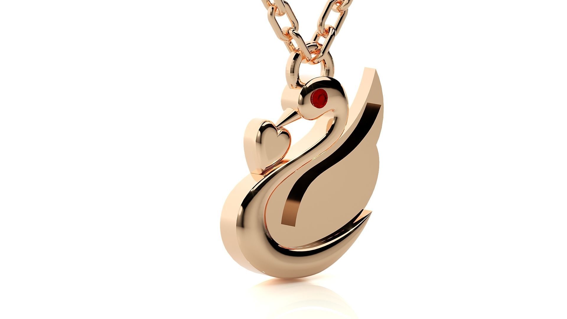 Swan with heart pendant 3dm stl render details  3D print model_2