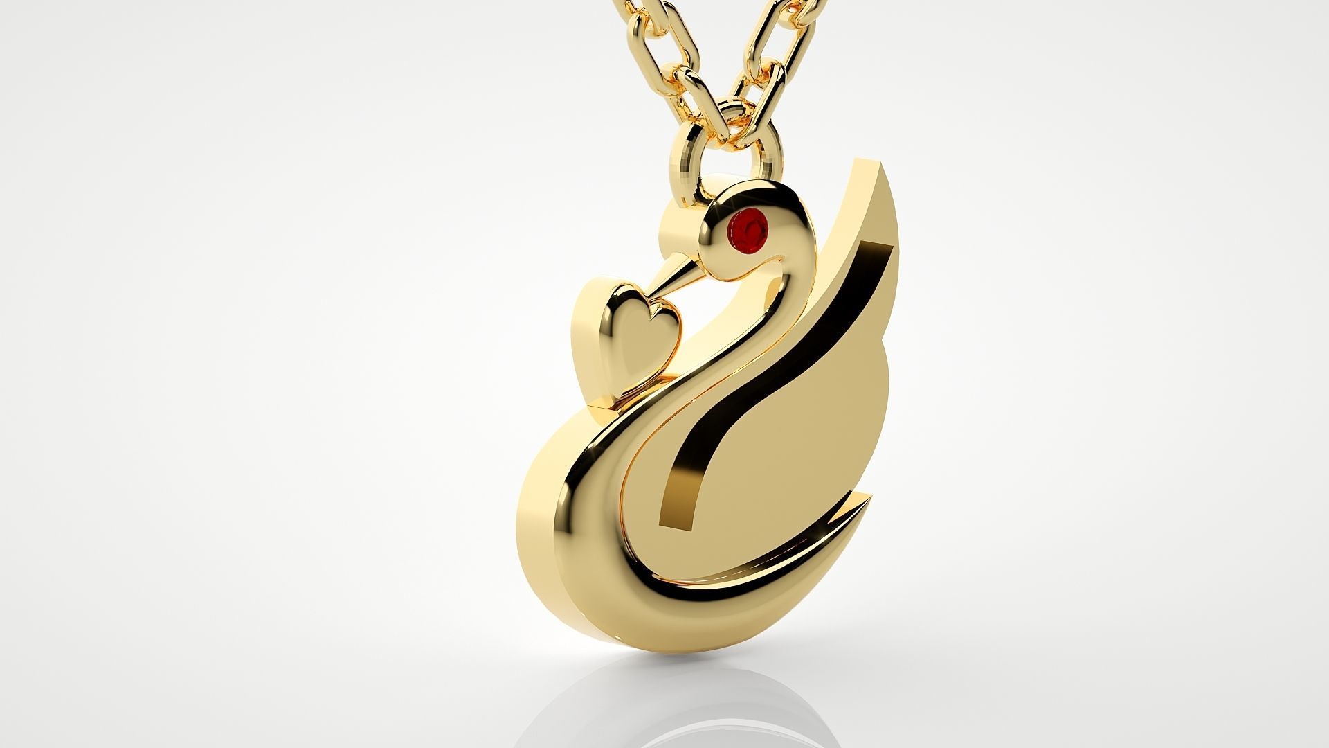 Swan with heart pendant 3dm stl render details  3D print model_16