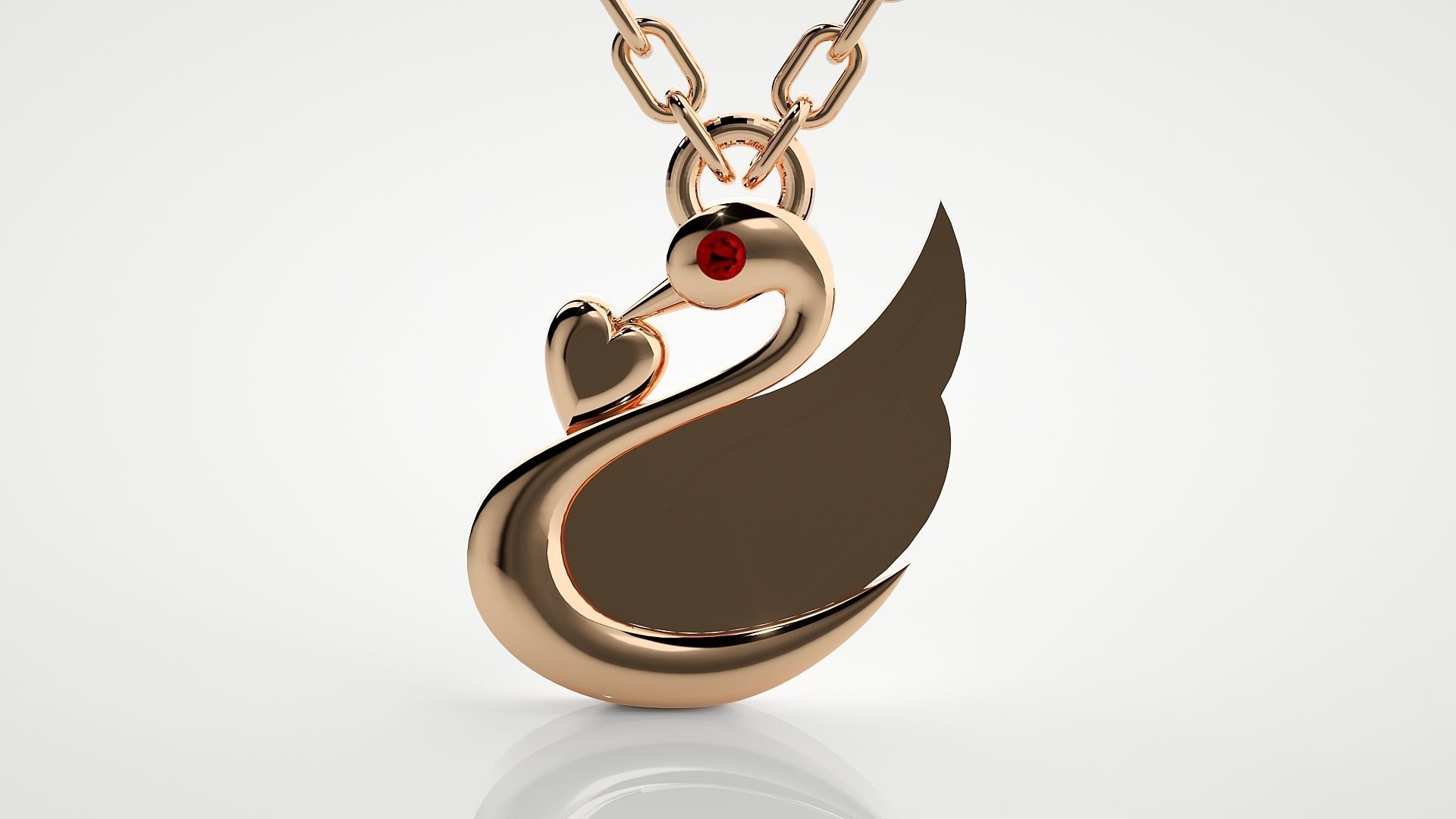Swan with heart pendant 3dm stl render details  3D print model_1