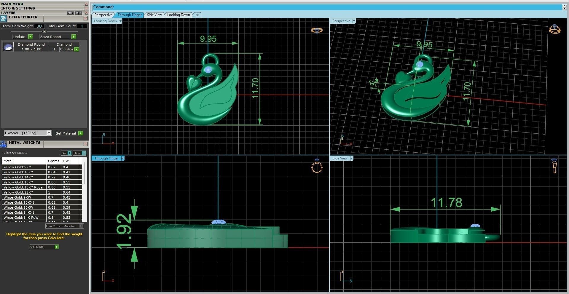 Swan with heart pendant 3dm stl render details  3D print model_6