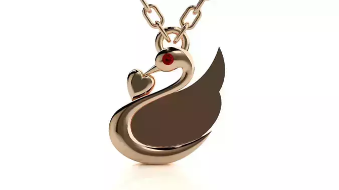 Swan with heart pendant 3dm stl render details  3D print model