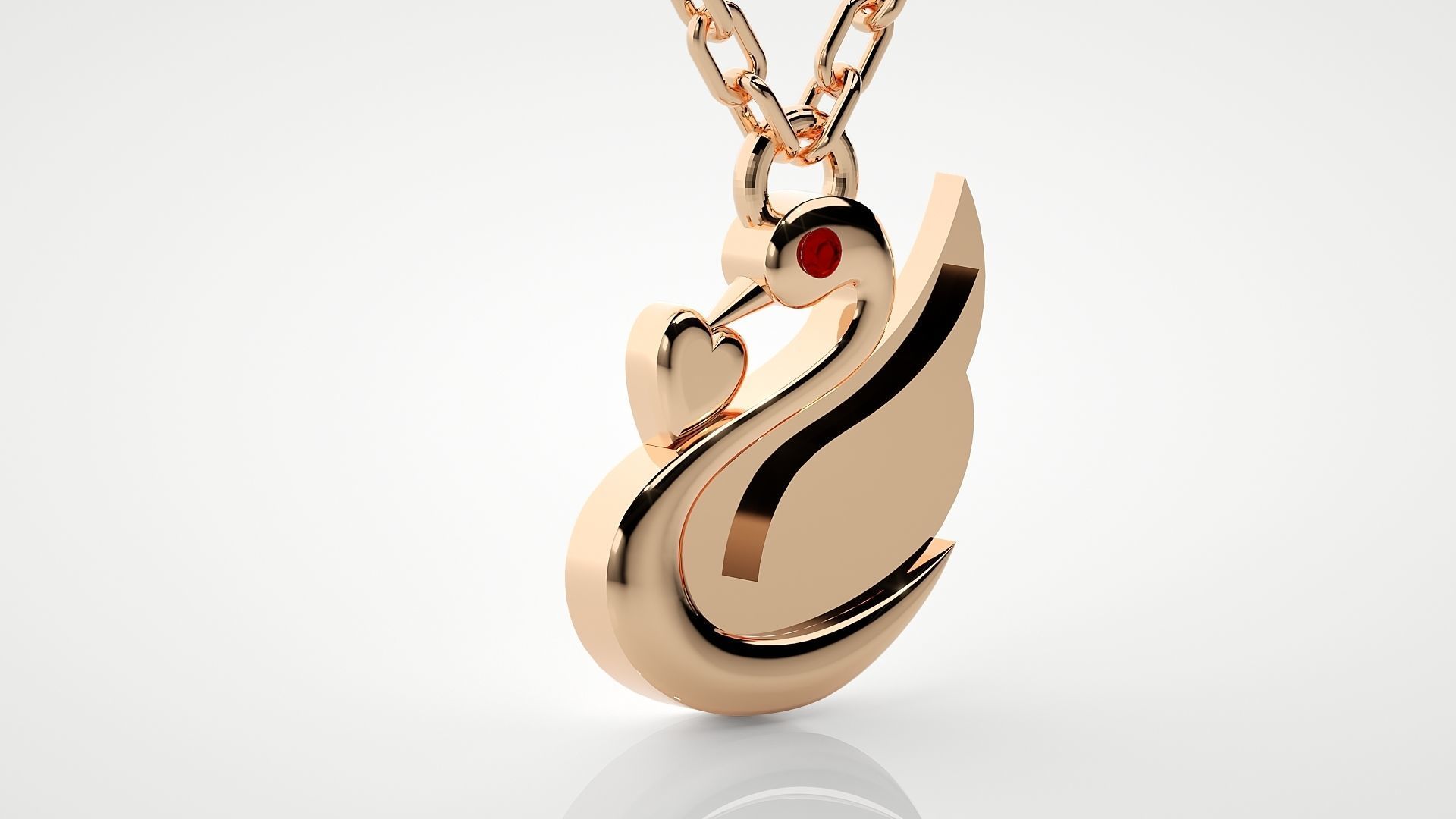 Swan with heart pendant 3dm stl render details  3D print model_3