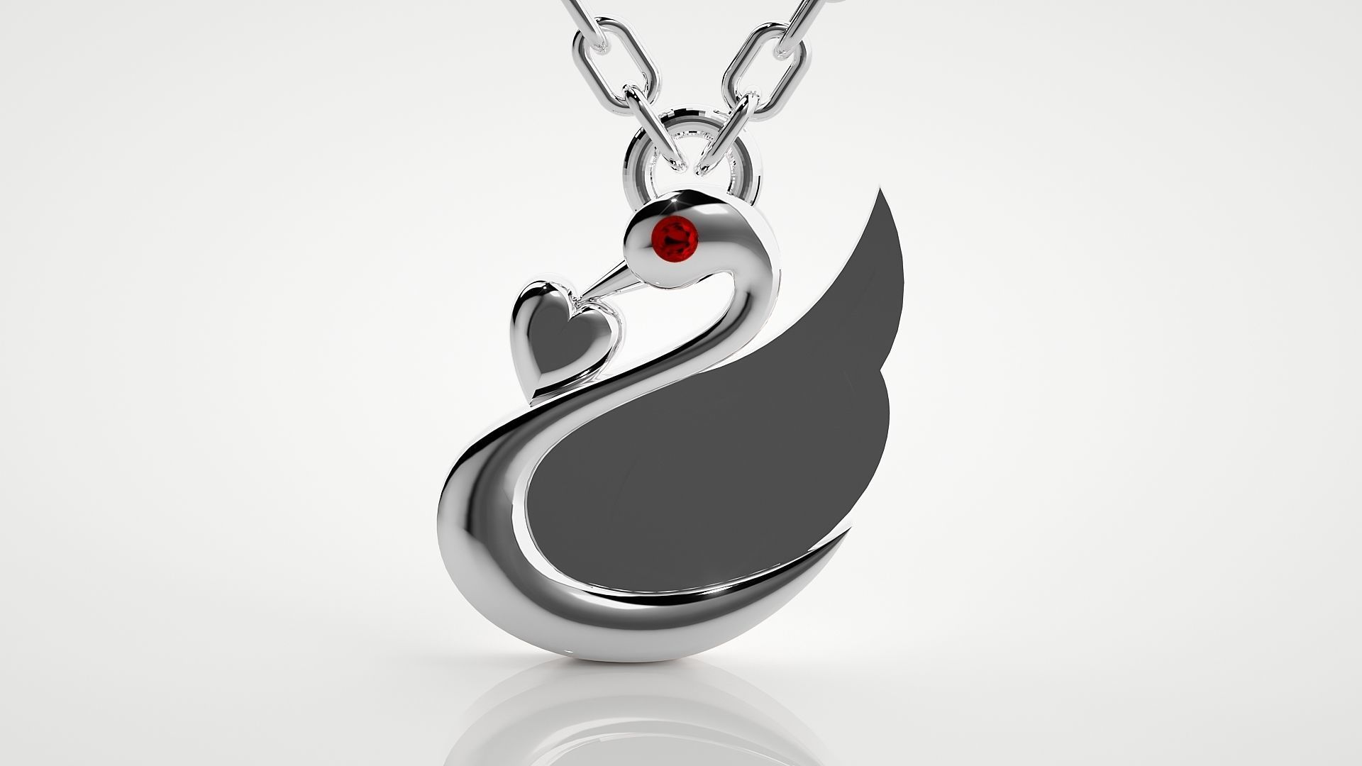 Swan with heart pendant 3dm stl render details  3D print model_8