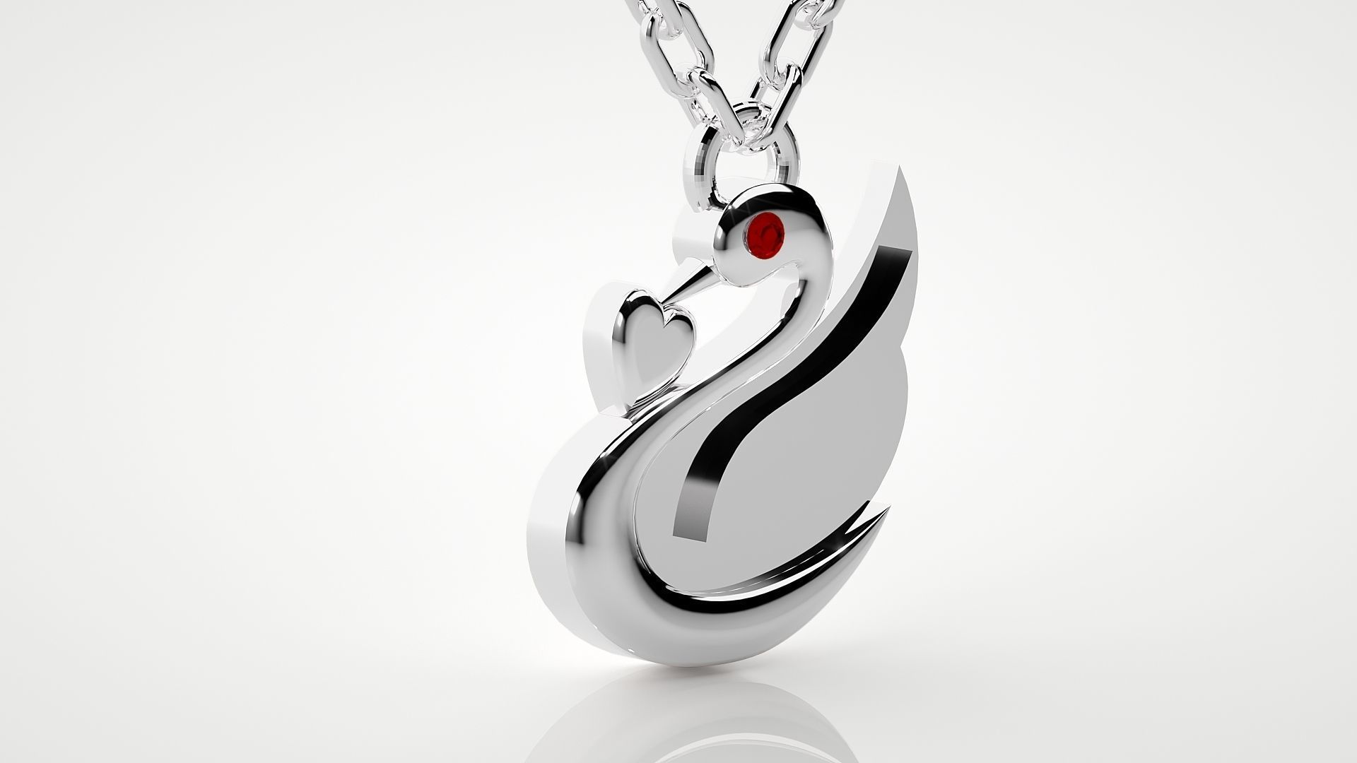 Swan with heart pendant 3dm stl render details  3D print model_10
