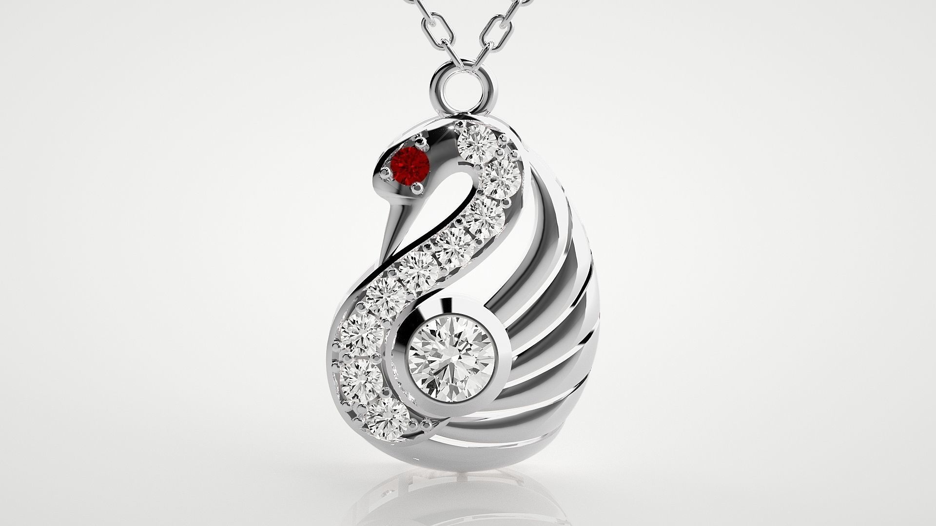 Swan pendant 3dm stl render details  3D print model_8