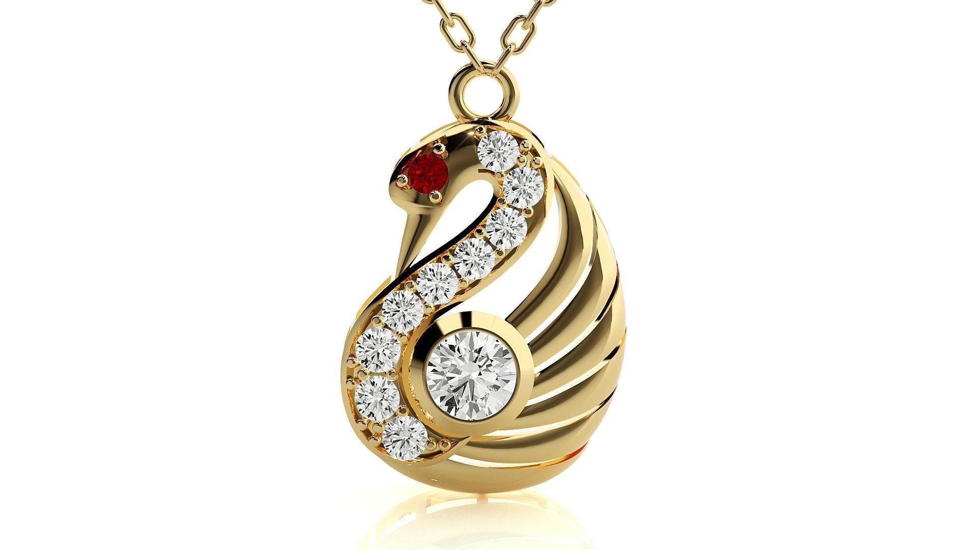 Swan pendant 3dm stl render details  3D print model_13