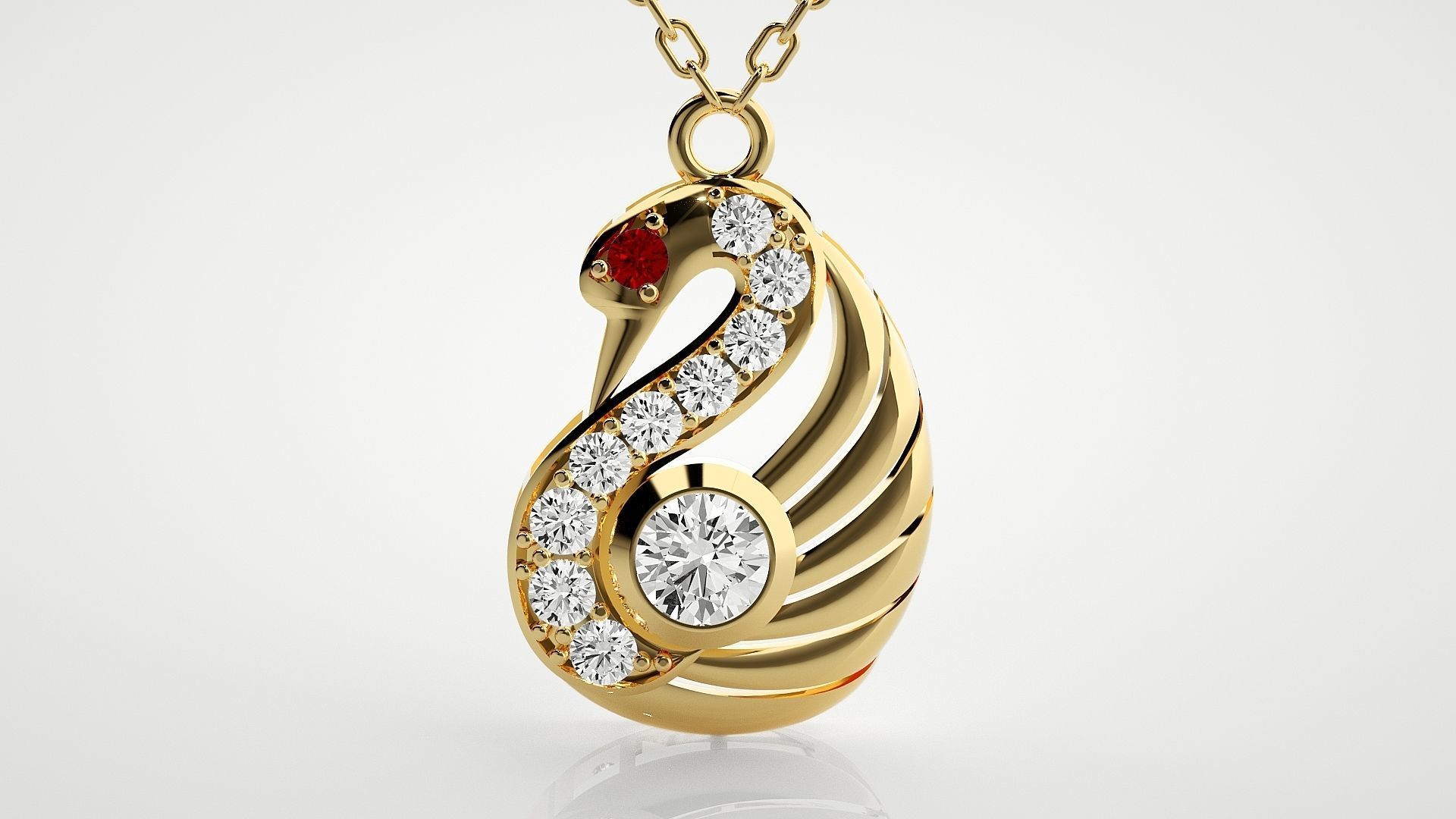 Swan pendant 3dm stl render details  3D print model_14