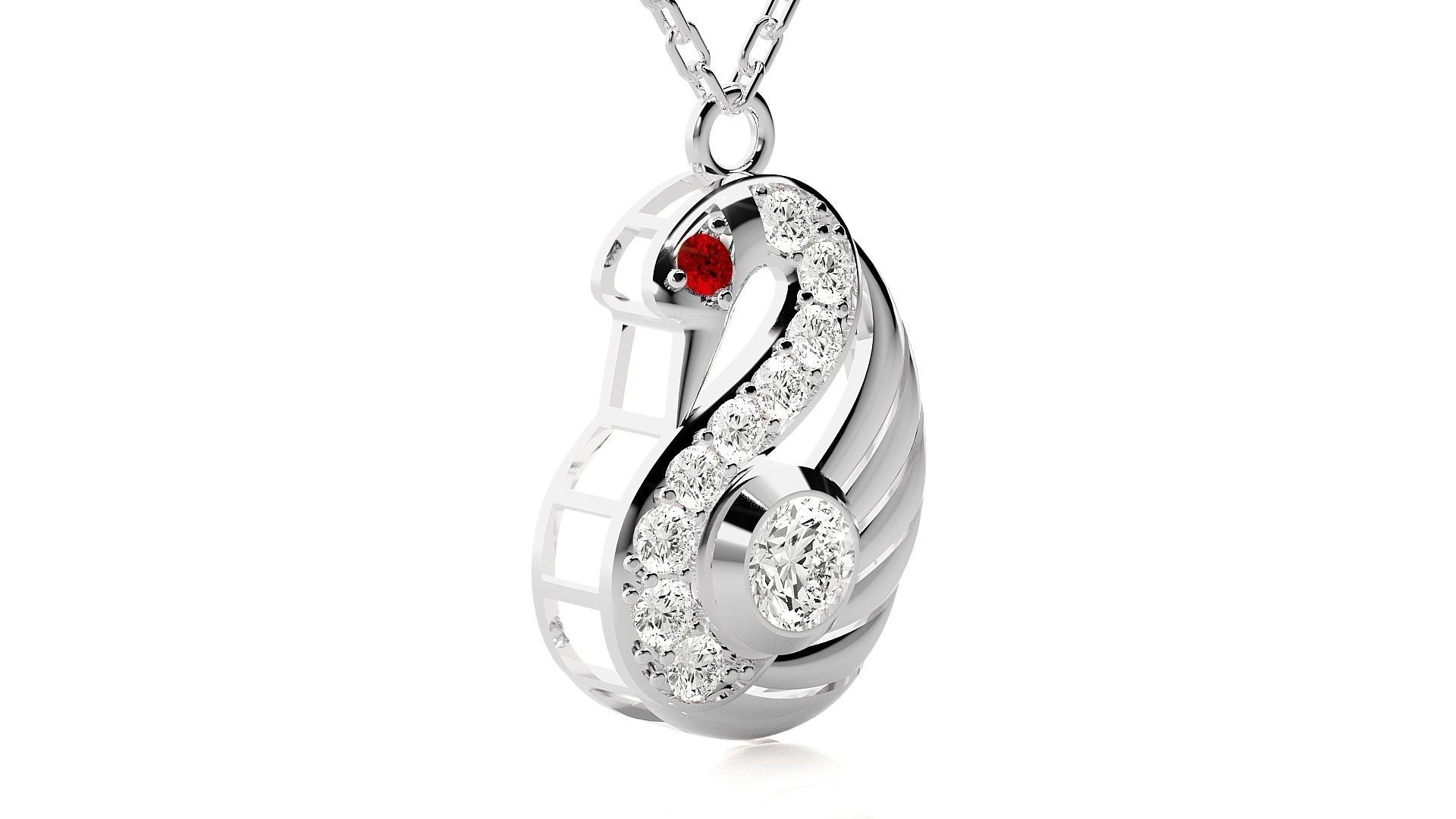 Swan pendant 3dm stl render details  3D print model_9