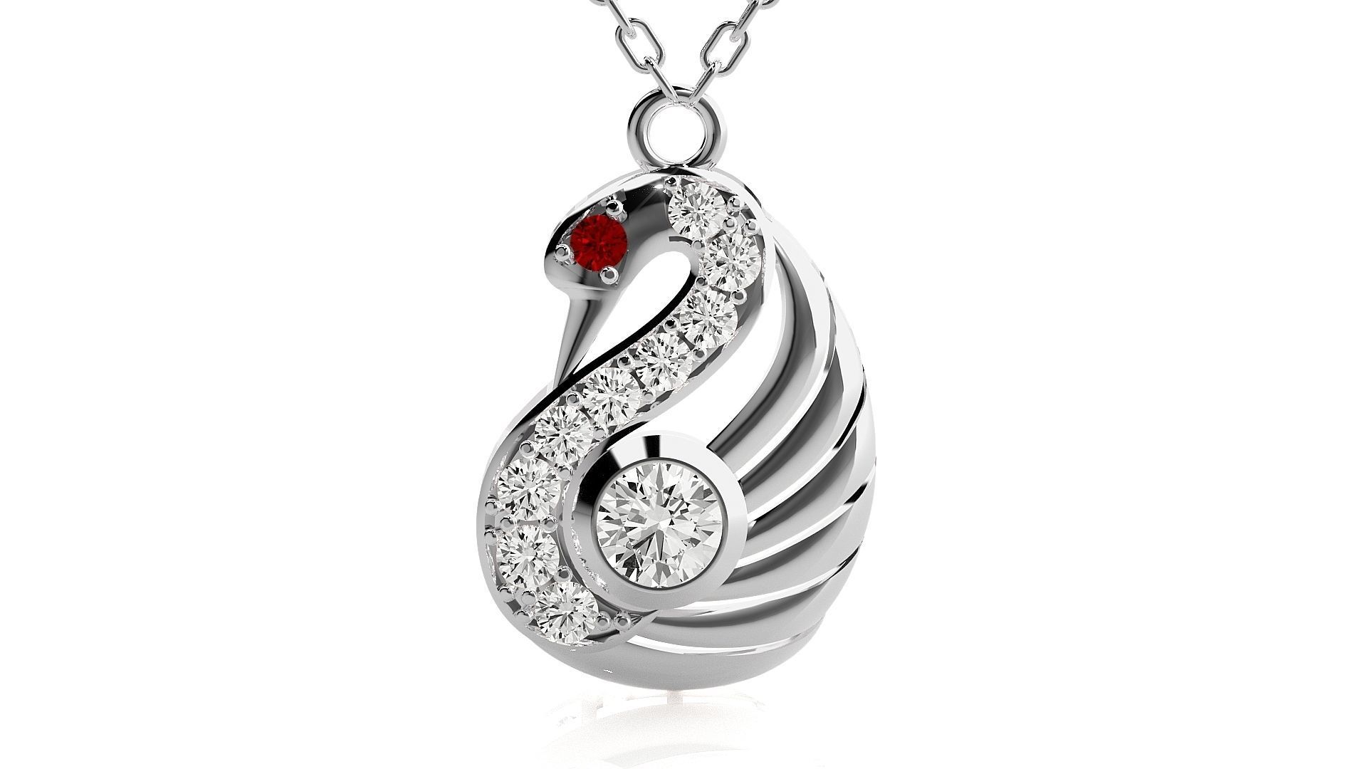 Swan pendant 3dm stl render details  3D print model_7