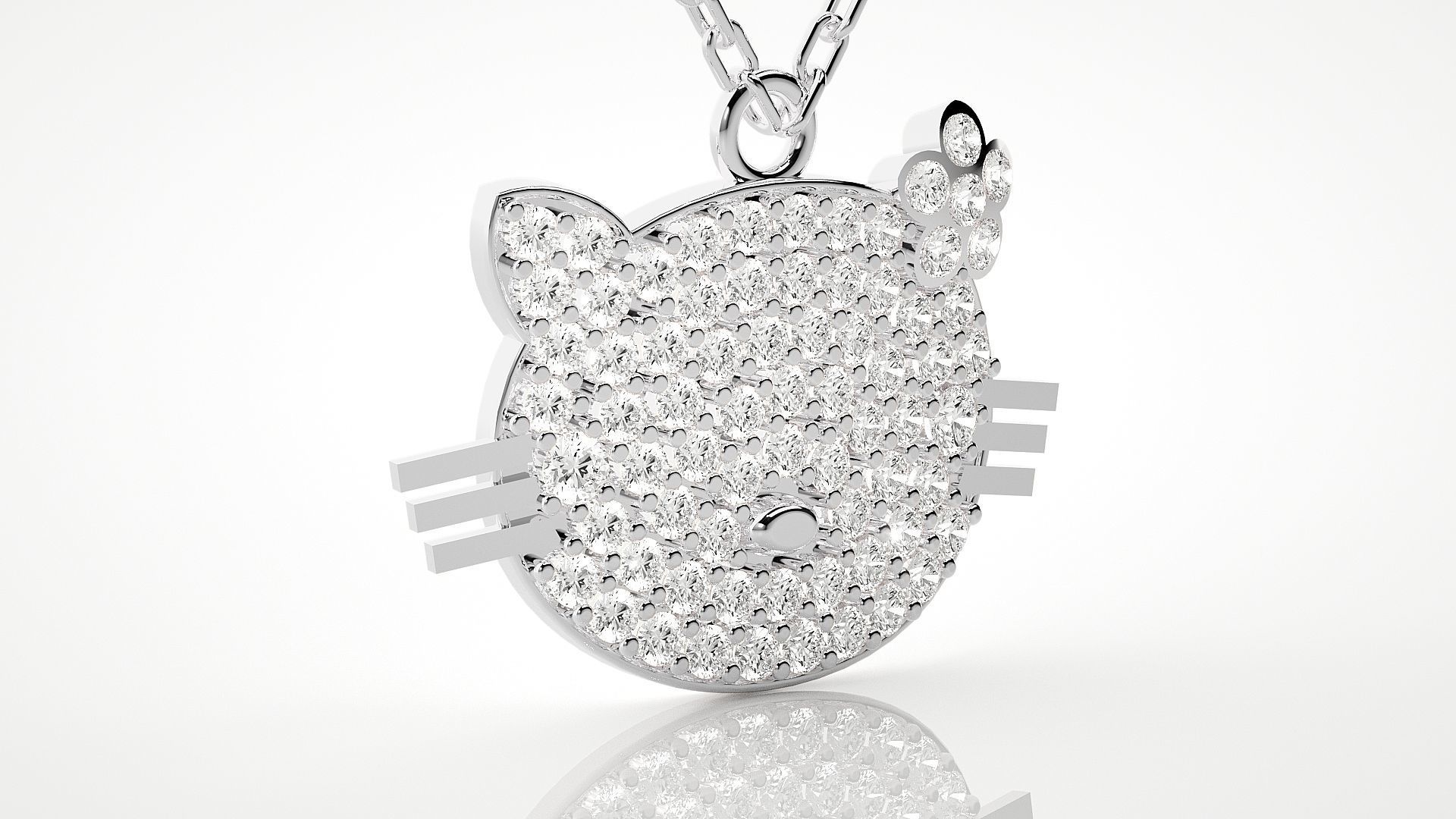 Face of cat pendant 3dm stl render details 3D print model_9