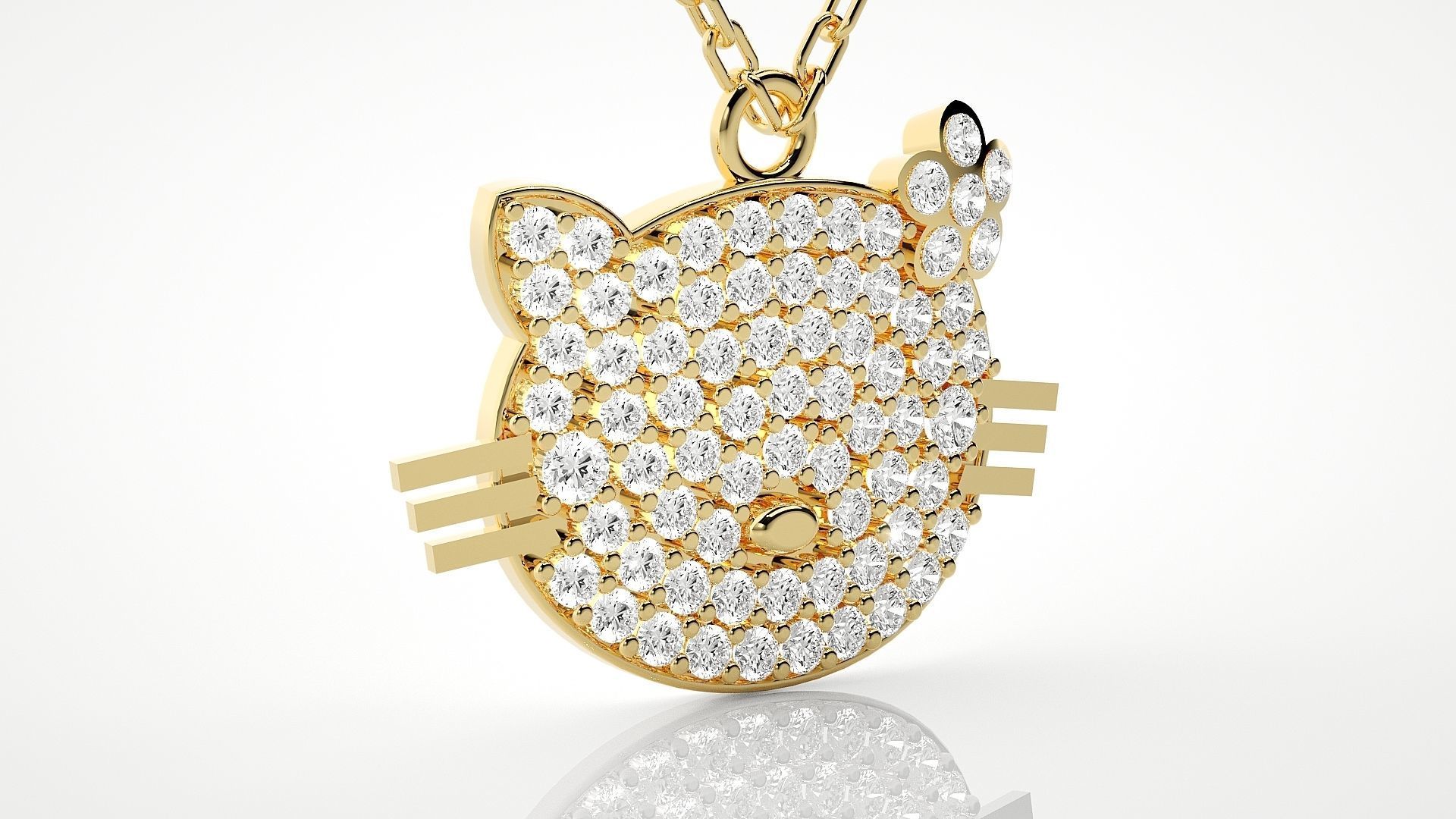 Face of cat pendant 3dm stl render details 3D print model_15