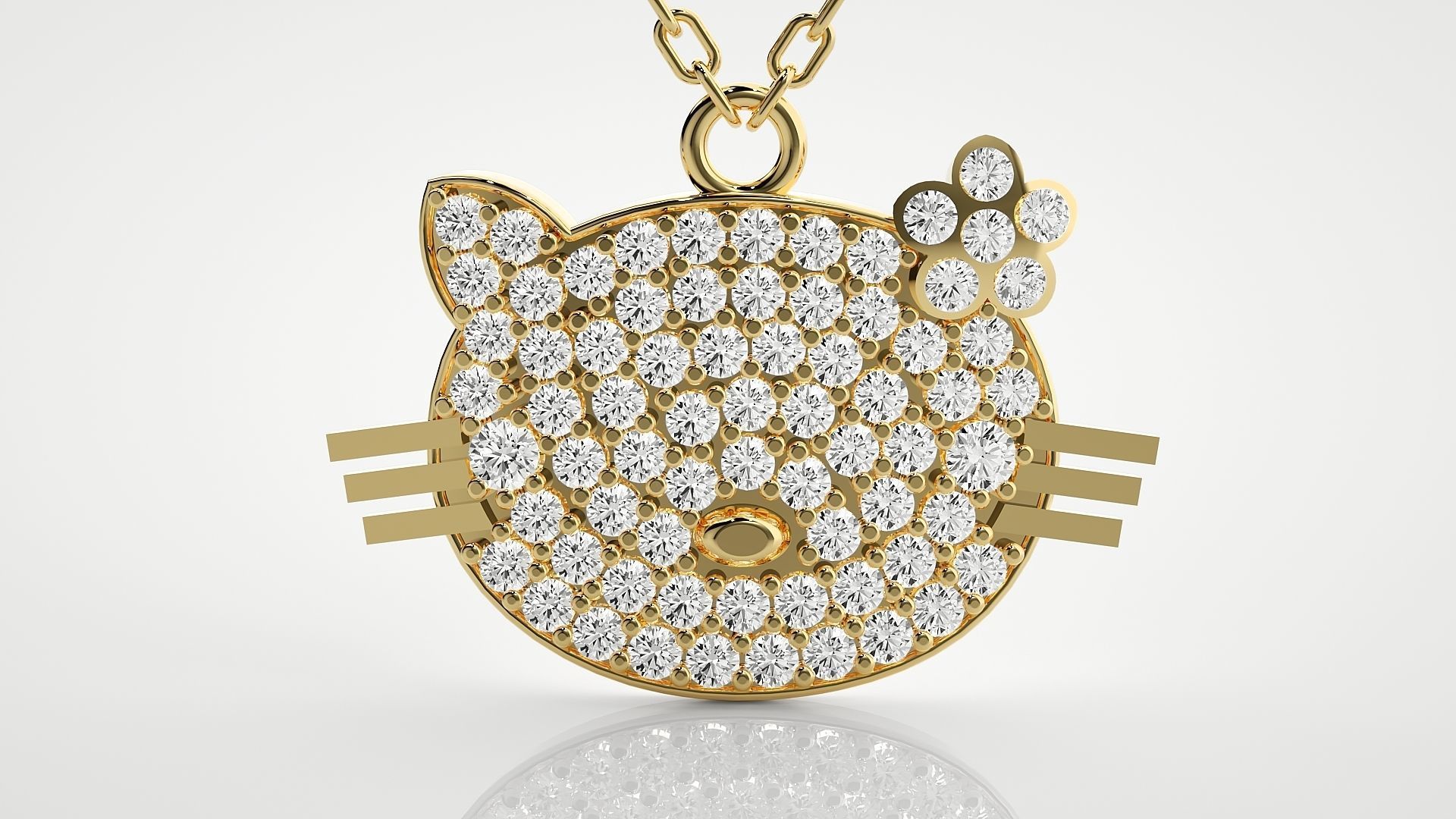 Face of cat pendant 3dm stl render details 3D print model_13