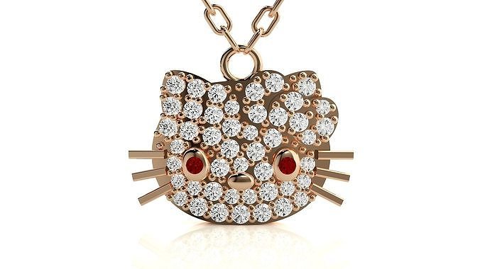 Face of cat pendant 3dm stl render details  3D print model