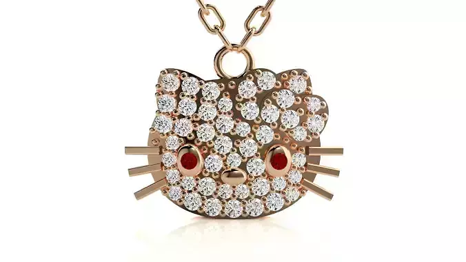 Face of cat pendant 3dm stl render details 