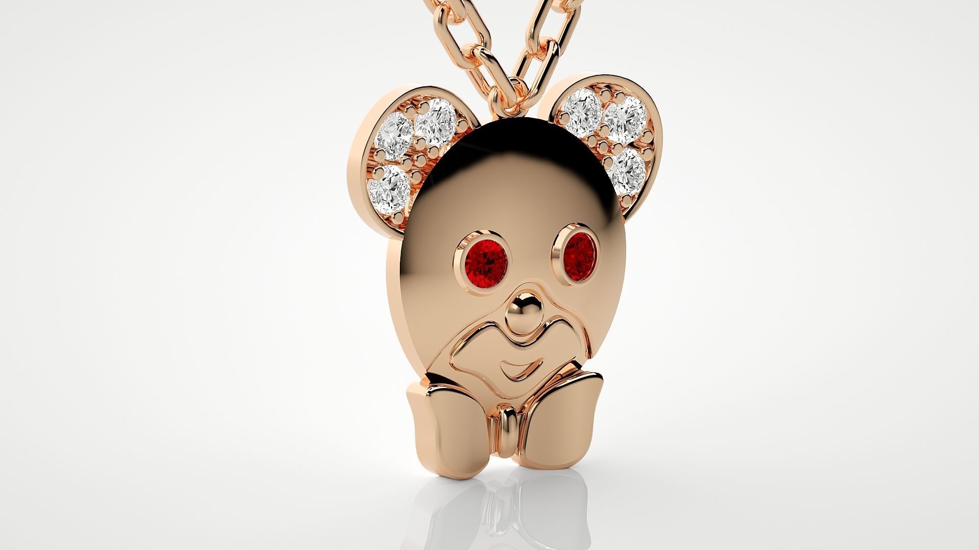 Baby mouse pendant 3dm stl render details 3D print model_3