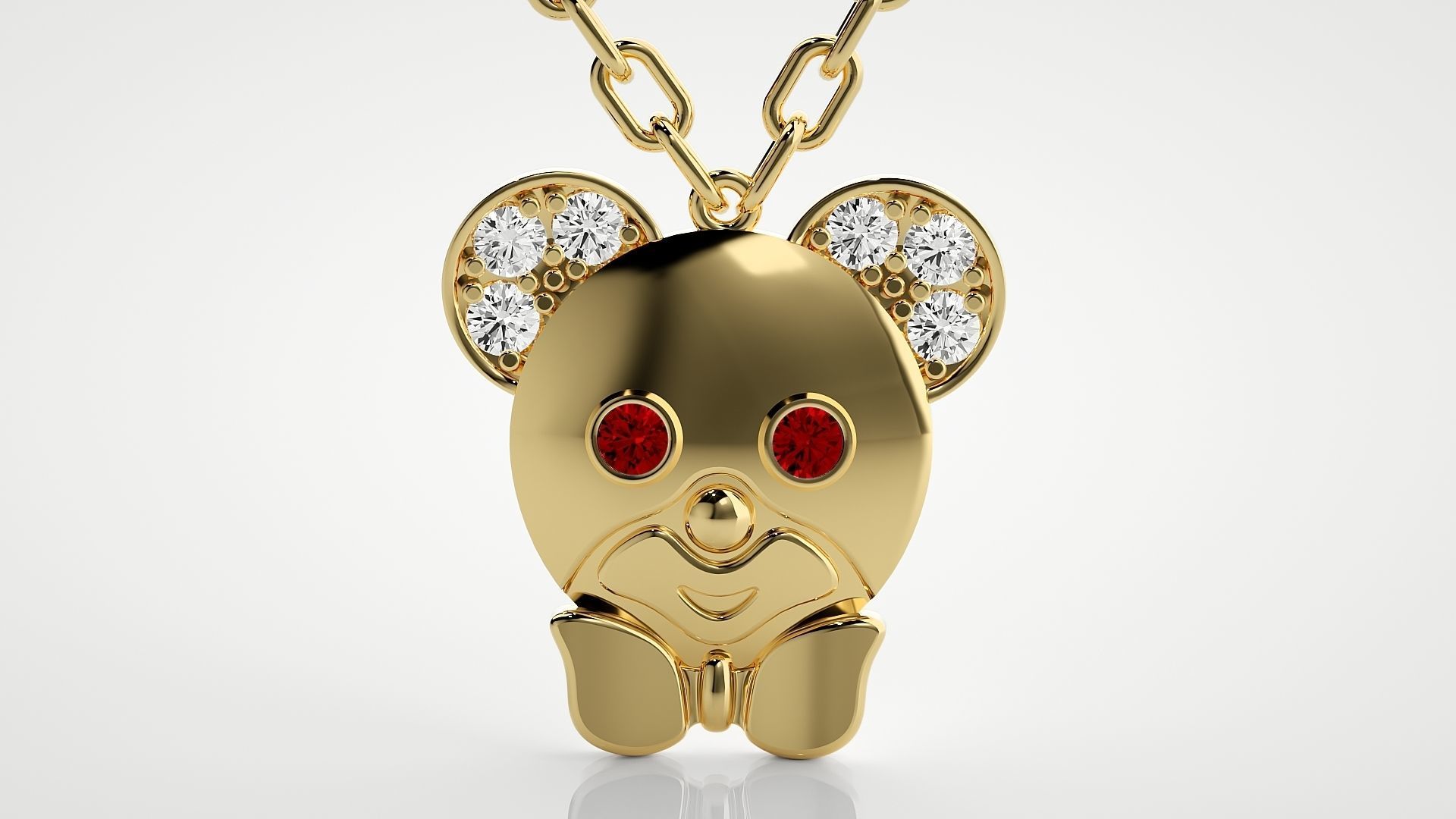 Baby mouse pendant 3dm stl render details 3D print model_13