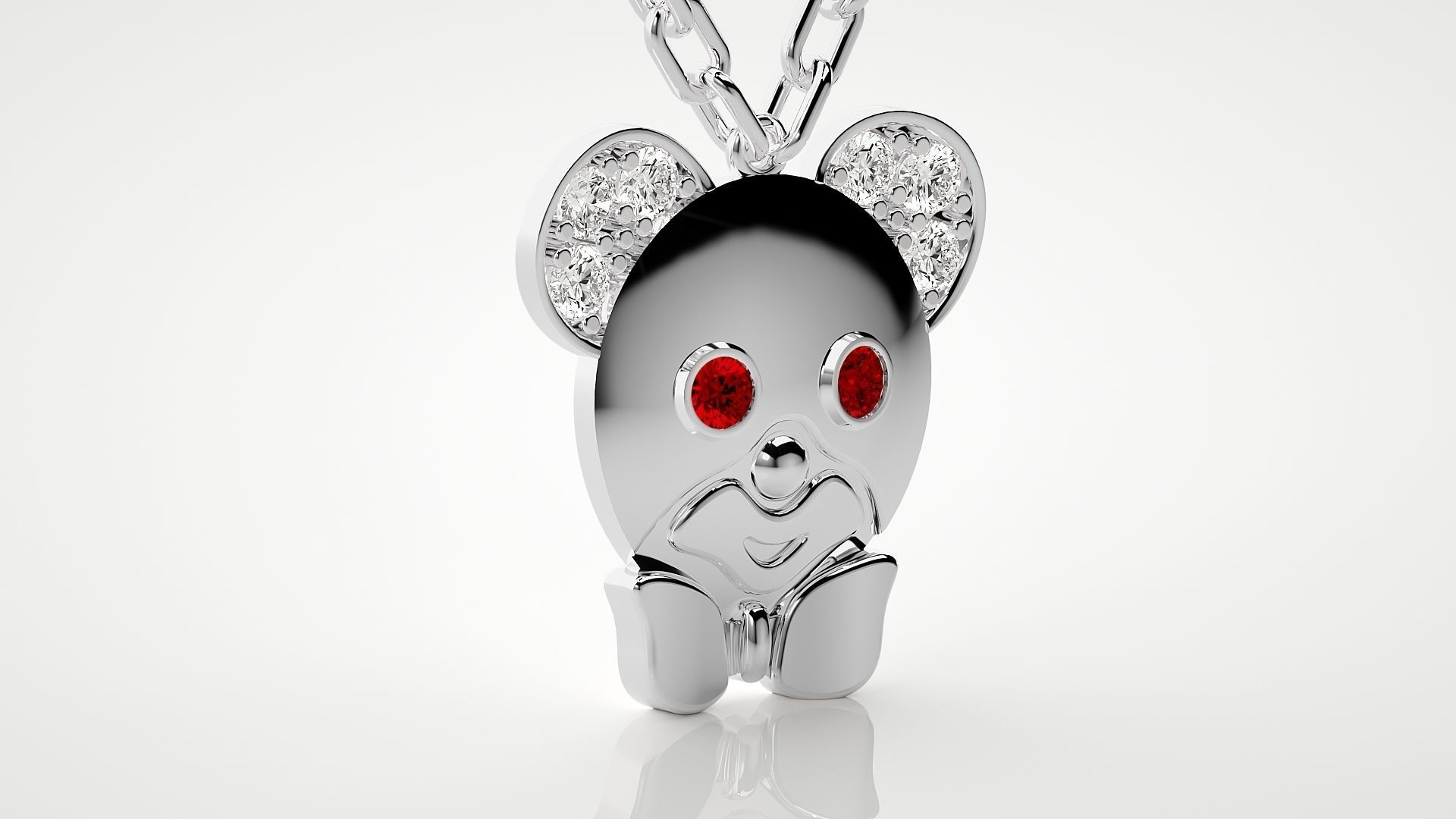 Baby mouse pendant 3dm stl render details 3D print model_9