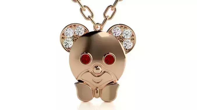 Baby mouse pendant 3dm stl render details 3D print model