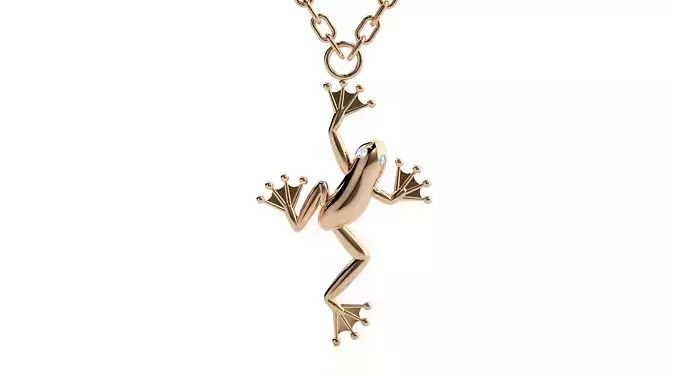 Jumping frog pendant 3dm stl render details 