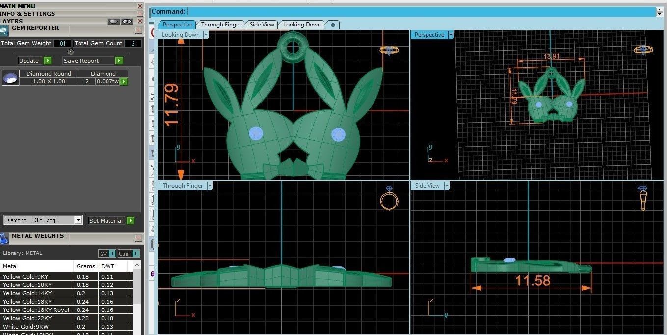 Kissing rabbits pendant 3dm stl render details  3D print model_4
