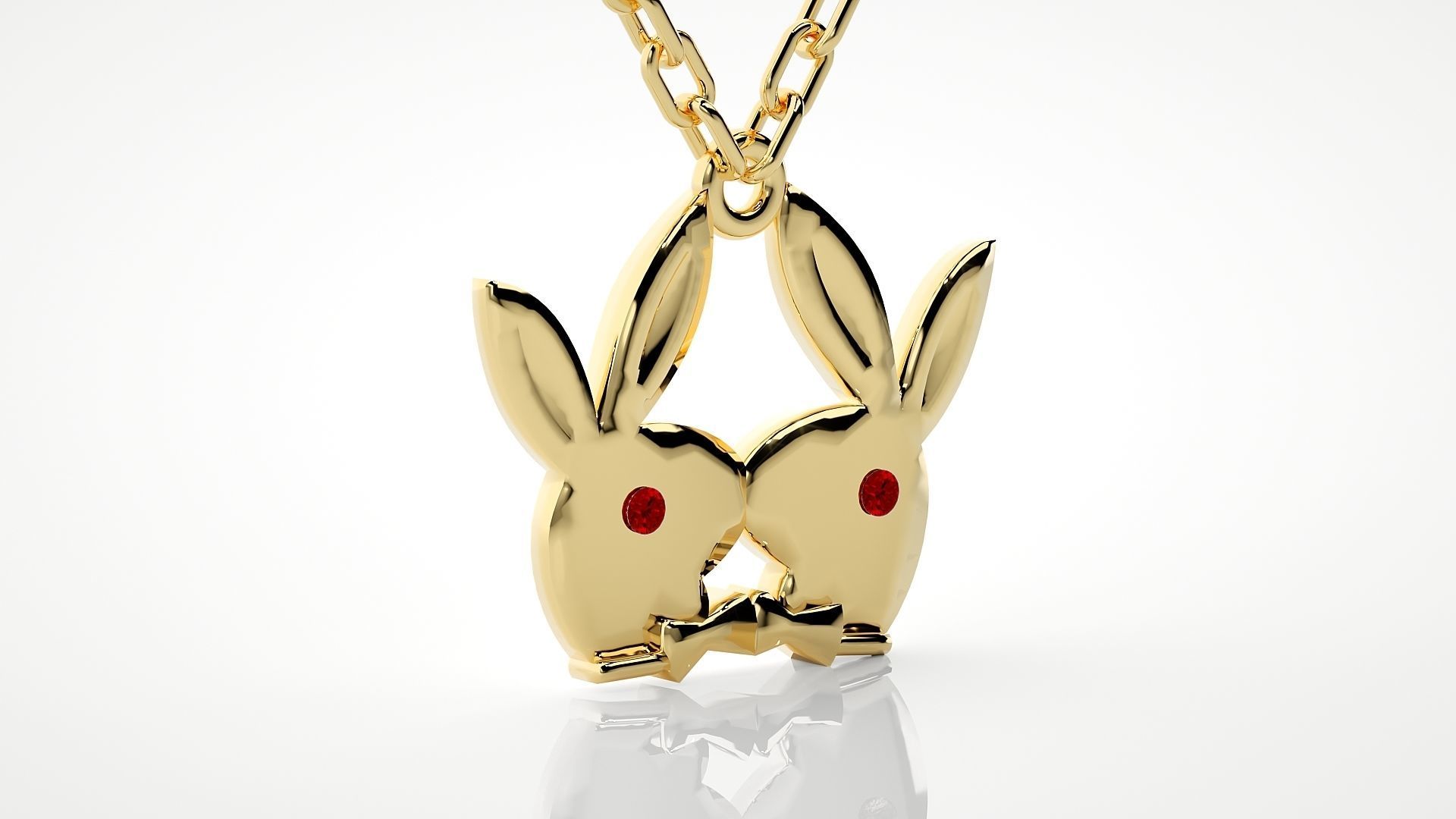 Kissing rabbits pendant 3dm stl render details  3D print model_16