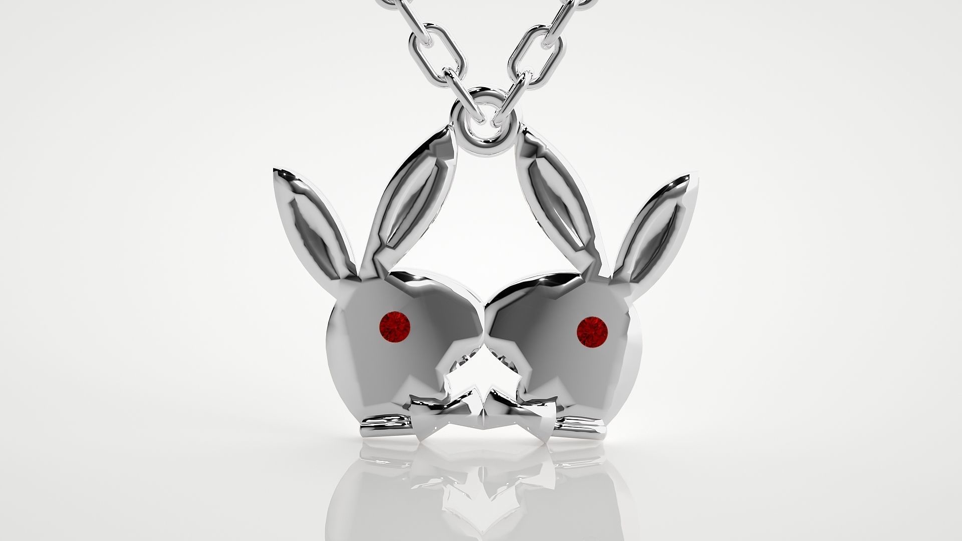 Kissing rabbits pendant 3dm stl render details  3D print model_8