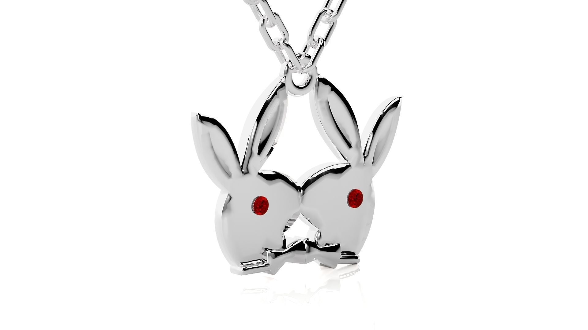 Kissing rabbits pendant 3dm stl render details  3D print model_9