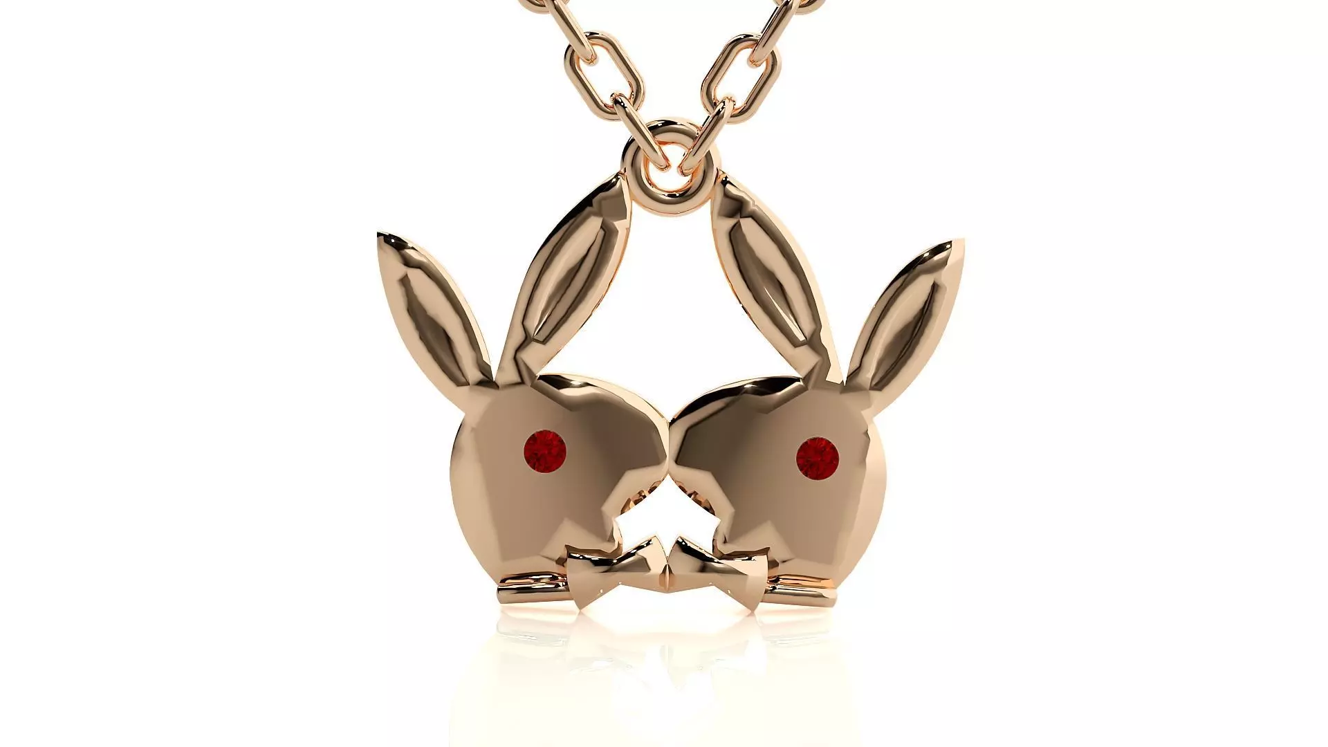 Kissing rabbits pendant 3dm stl render details  3D print model_0