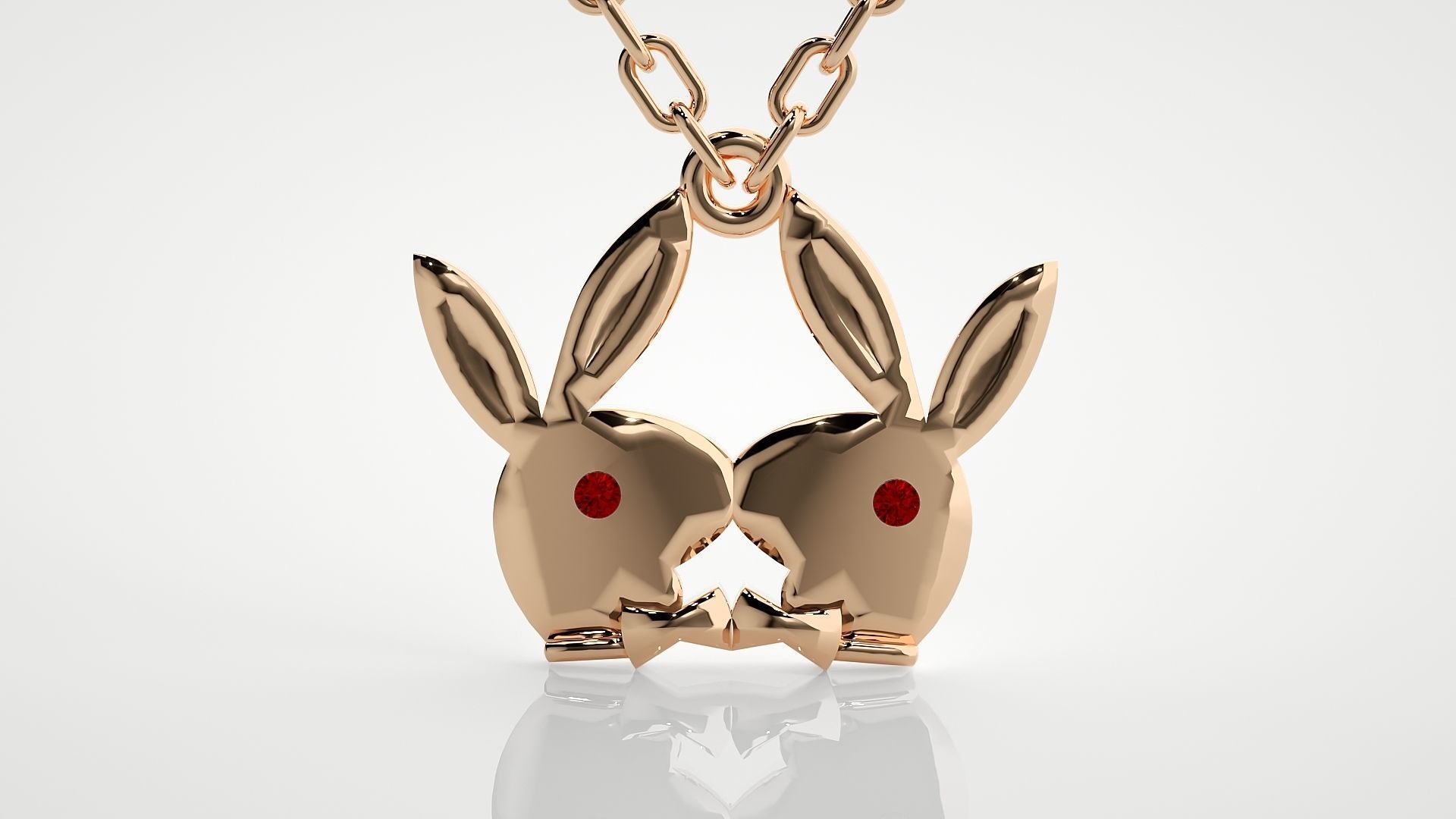 Kissing rabbits pendant 3dm stl render details  3D print model_1