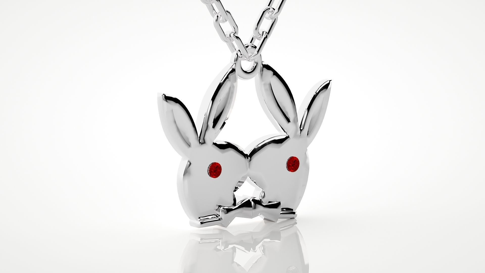 Kissing rabbits pendant 3dm stl render details  3D print model_10