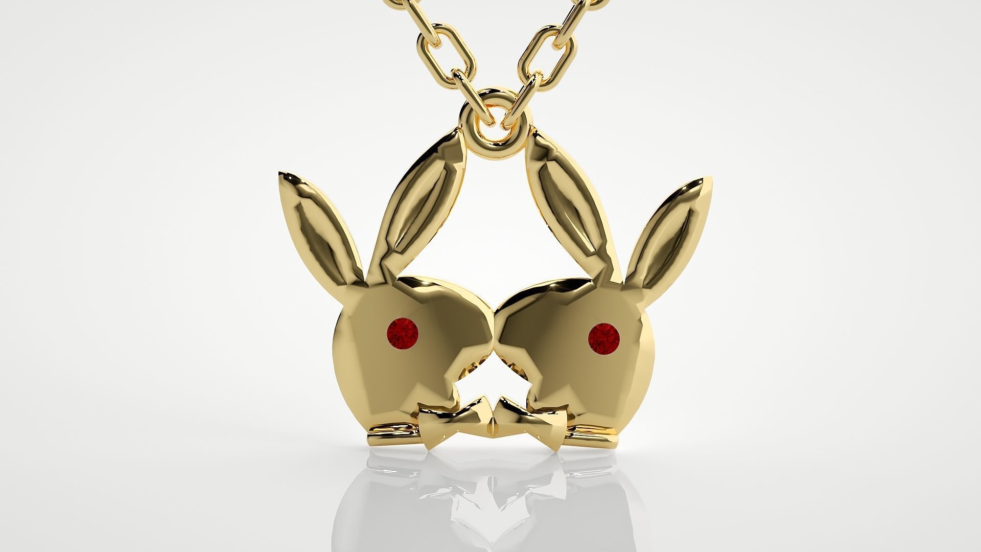 Kissing rabbits pendant 3dm stl render details  3D print model_14
