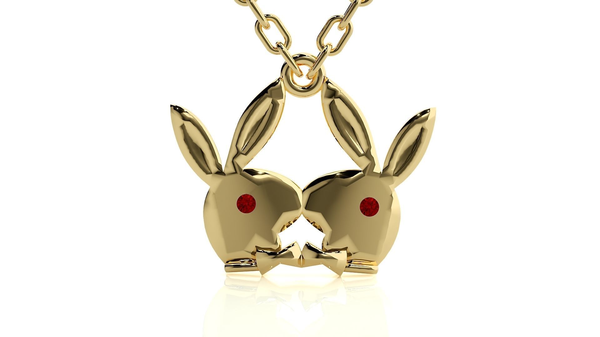Kissing rabbits pendant 3dm stl render details  3D print model_13