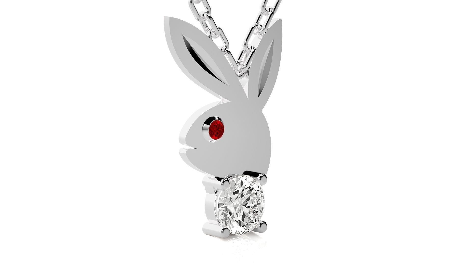 Play boy rabbit  pendant 3dm stl render details  3D print model_9