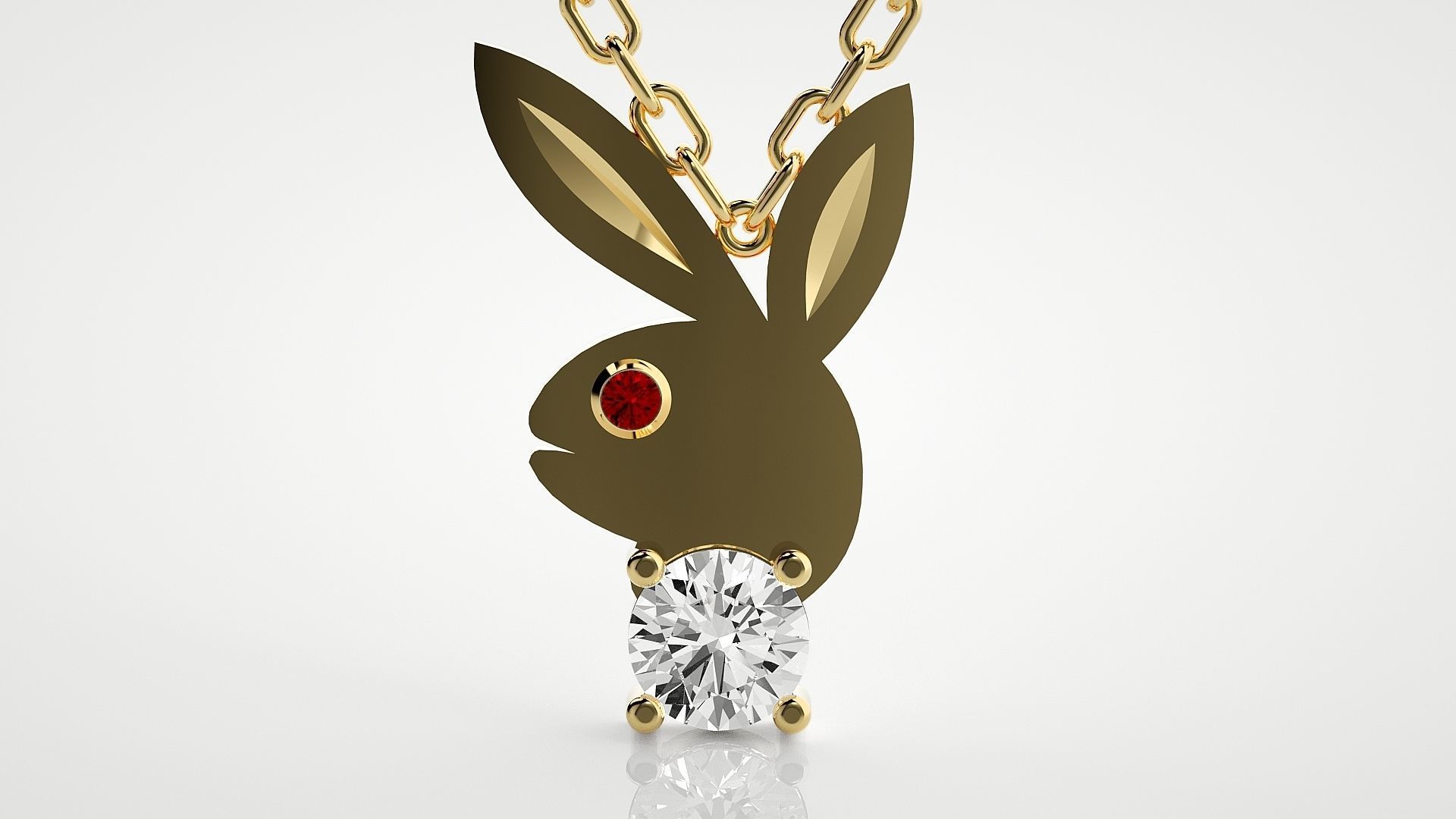 Play boy rabbit  pendant 3dm stl render details  3D print model_14