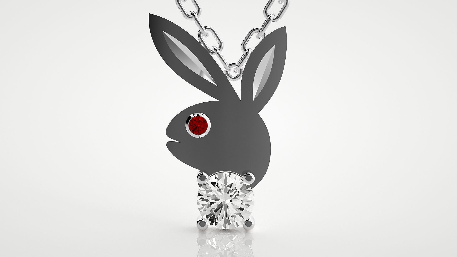 Play boy rabbit  pendant 3dm stl render details  3D print model_7
