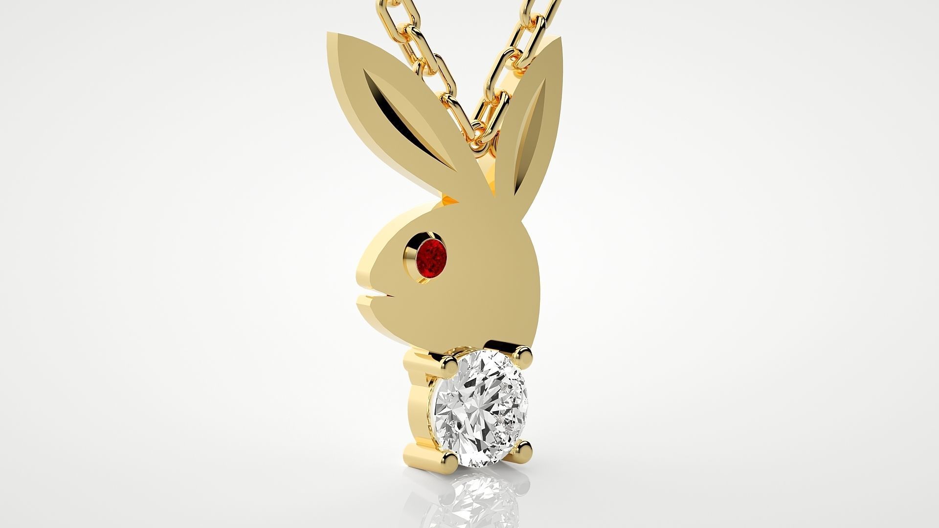 Play boy rabbit  pendant 3dm stl render details  3D print model_16