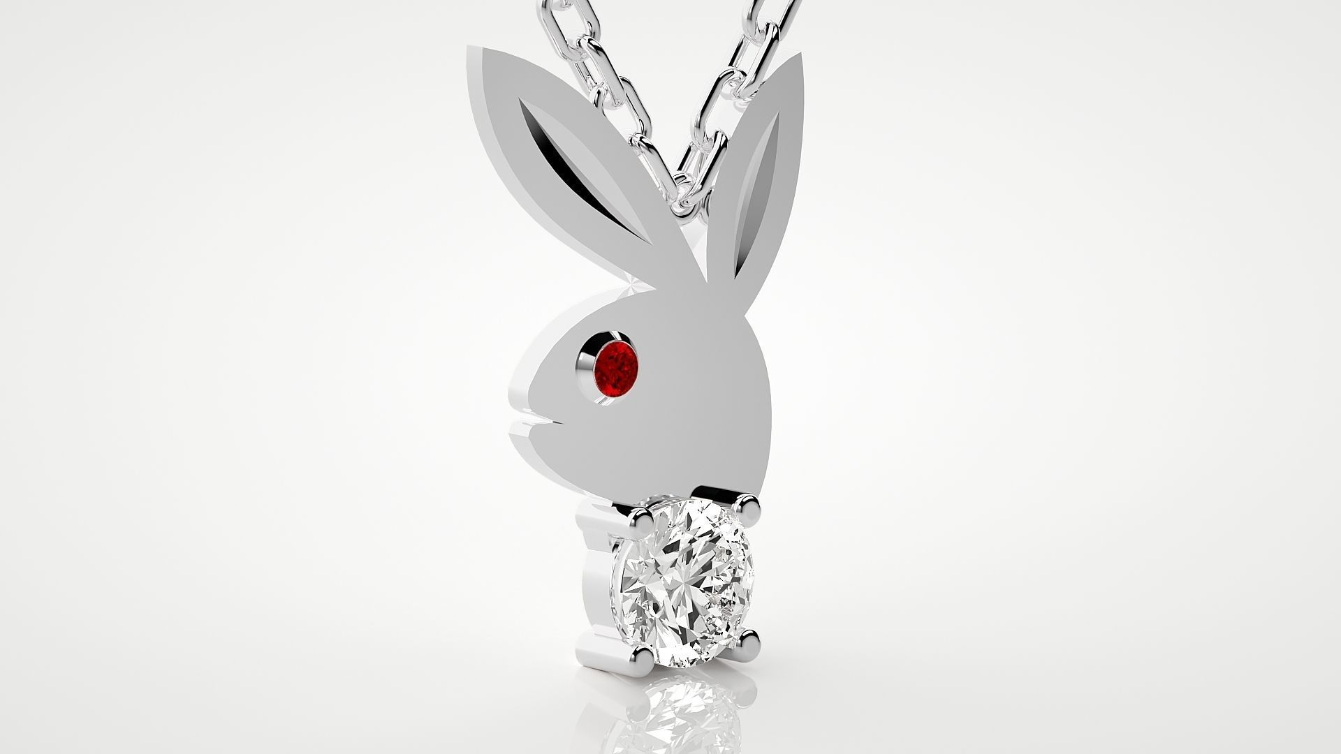 Play boy rabbit  pendant 3dm stl render details  3D print model_10