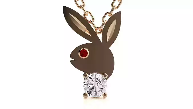 Play boy rabbit  pendant 3dm stl render details  3D print model