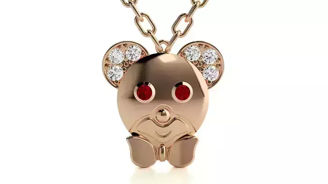 Baby mouse pendant 3dm stl render details  3D print model