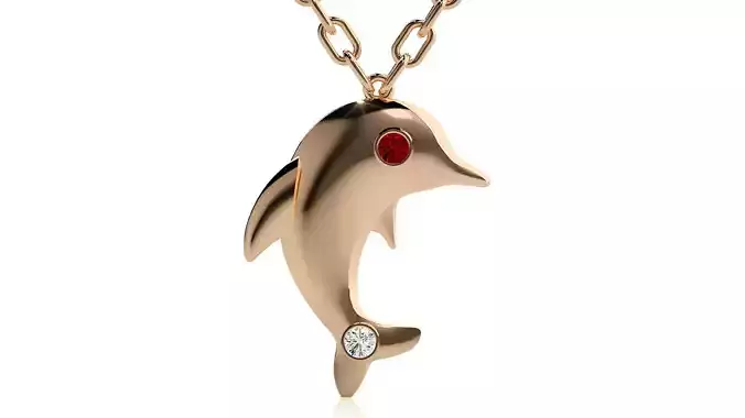 Dolphin pendant 3dm stl render details  3D print model