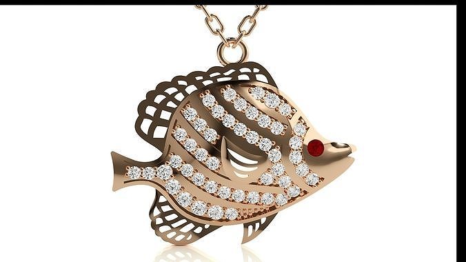 Fish pendant 3dm stl render details  3D print model