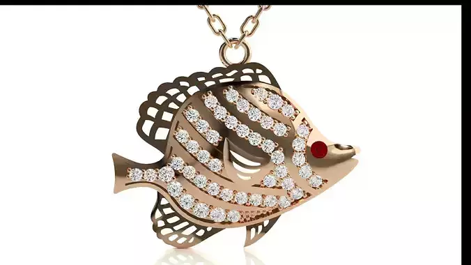 Fish pendant 3dm stl render details  3D print model