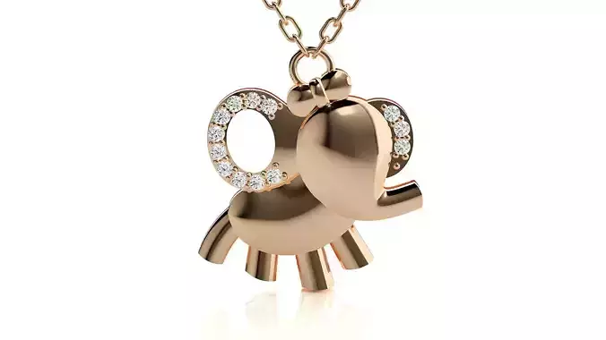 Baby elephant pendant 3dm stl render details  3D print model