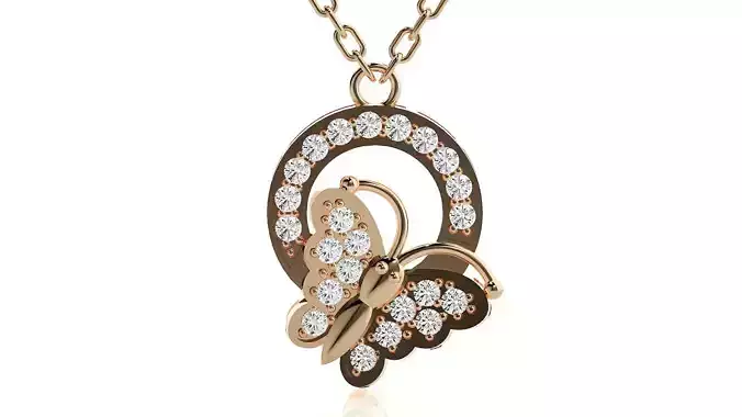 Butterfly pendant 3dm stl render details  3D print model