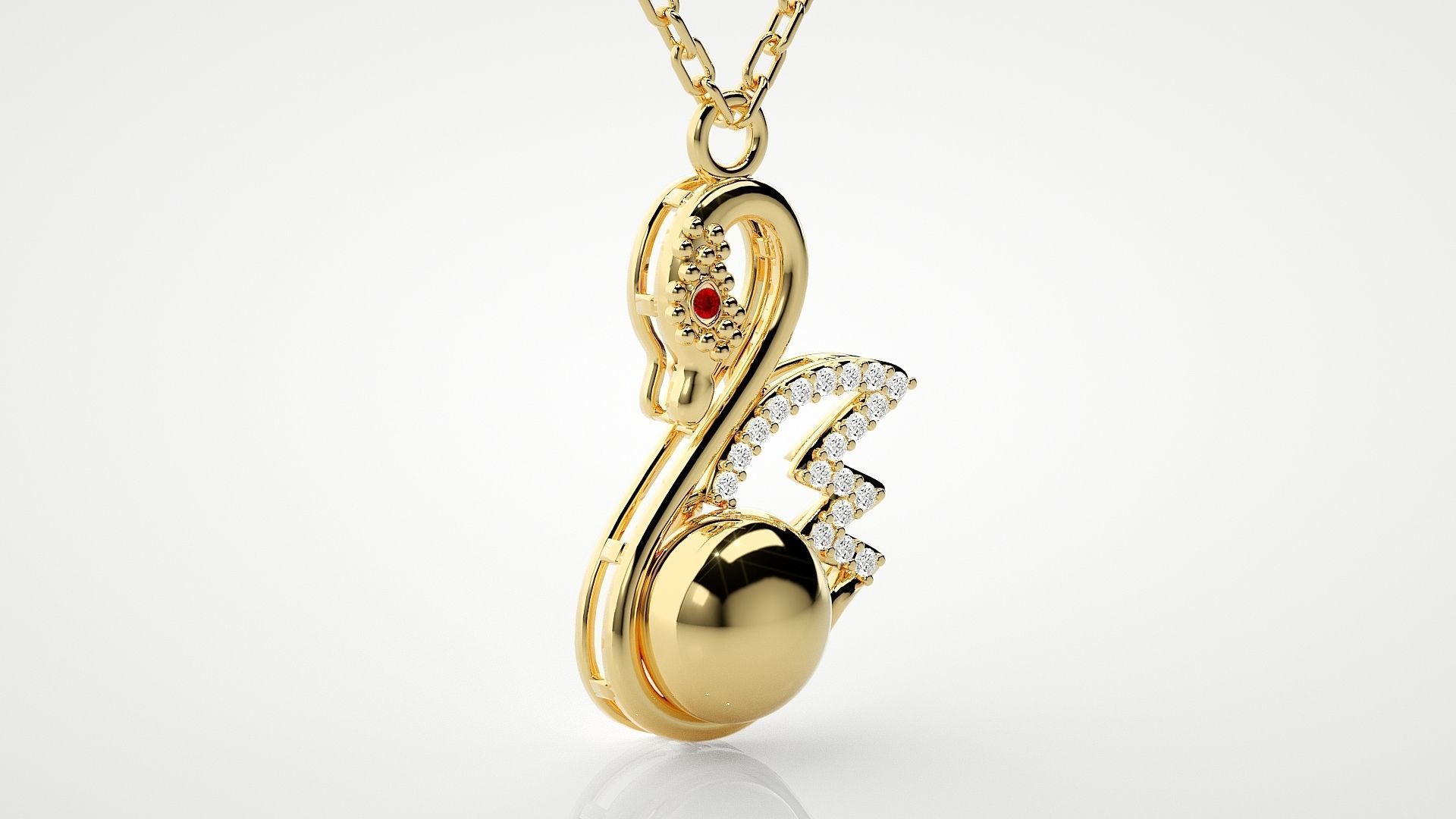 Swan pendant 3dm stl render details  3D print model_16