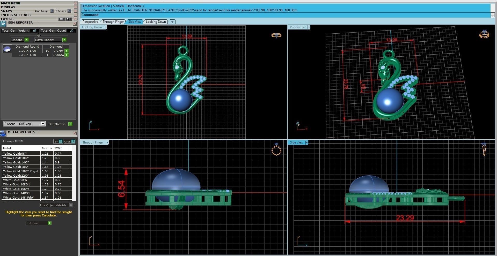Swan pendant 3dm stl render details  3D print model_4