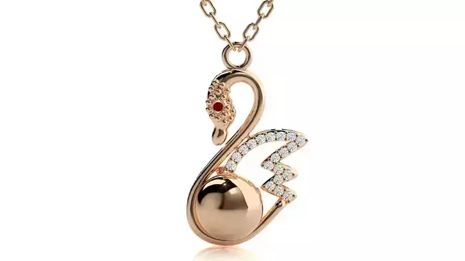 Swan pendant 3dm stl render details  3D print model